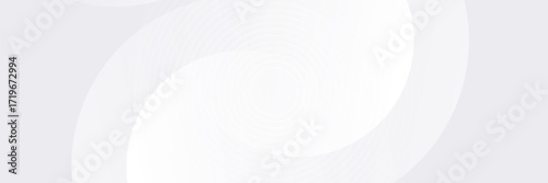 Abstract modern white background with circles and circular stripes. Vector illustration wide banner graphic design template for presentation, annual report, wallpaper, banner, background or cover.