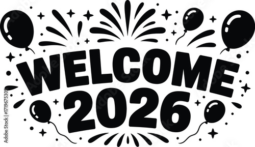 Exciting celebration welcoming the new year with festive fireworks and balloons.