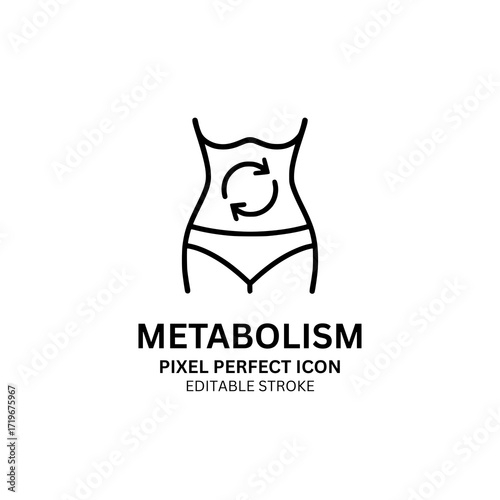 Metabolism editable stroke outline icon isolated on white background flat vector illustration. 