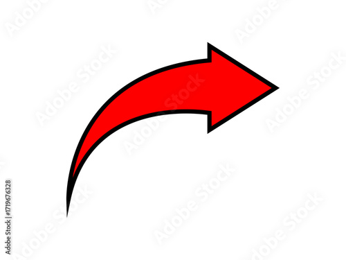 Free Download Red curve arrow icon flat style. Arrow sign for website design, logo, app, UI. Arrow mark indicated the direction. Red curved arrow symbol. Vector illustration. - GFXLoad