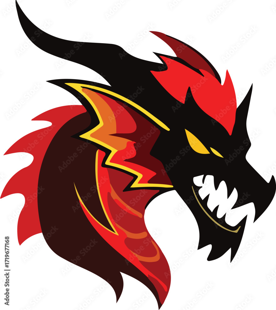 Naklejka premium Dragon Head Logo Vector Icon Illustration