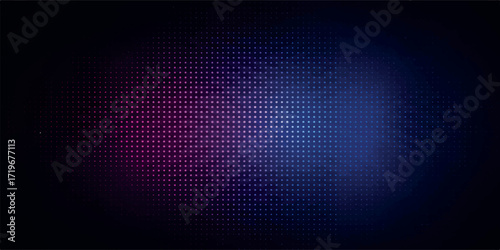 abstract digital background horizontal wave glowing dots magenta blue data flow technology