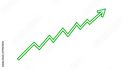 Green arrow graph line chart moving up concept of stock market business growth, financial profit. Business grow up sign. Vector illustration.