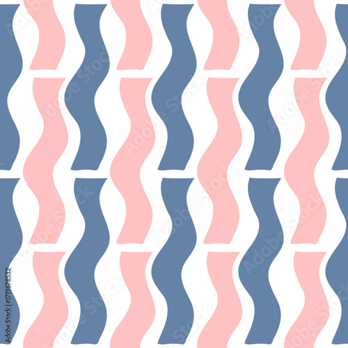 Seamless Pattern With Pink and Blue Waves