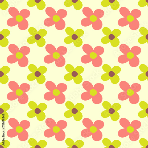 Abstract geometric floral seamless pattern.