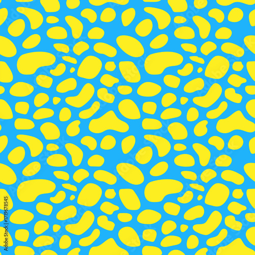 Seamless Pattern of Yellow Spots on Blue