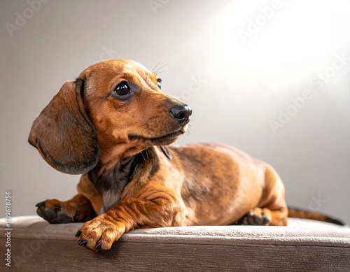 Adorable dachshund puppy resting
