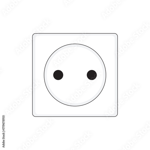 Type C electrical socket outlet vector with two round holes, widely used in Europe, Asia, and South America. Ideal for technical diagrams, power system illustrations, and educational electrical design