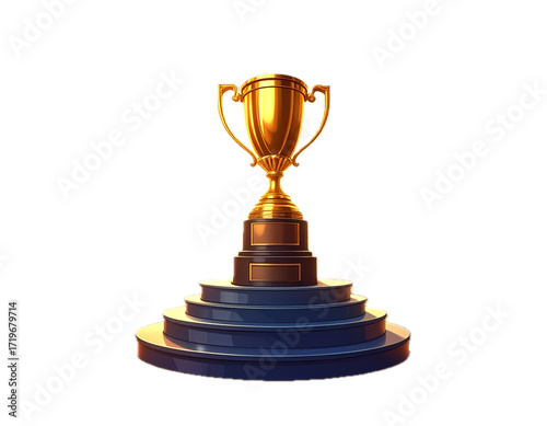 Competition winners podium with trophy cup. Winner concept.