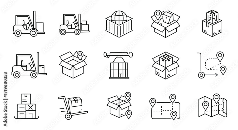 Fototapeta premium Global Delivery and Supply Chain Vector Set