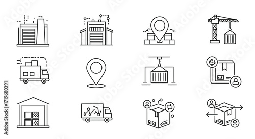Global Distribution and Supply Chain Icons