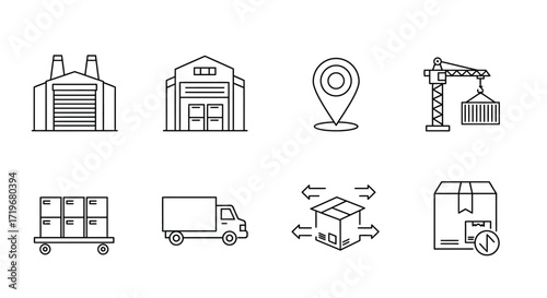 Freight Transport and Courier Services Vector Set