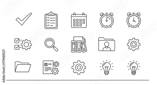 Business and Productivity Management Line Icons