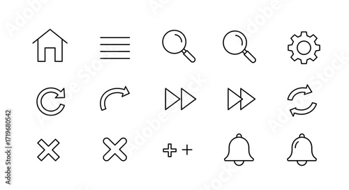 Minimalist Interface Button Glyph Icons