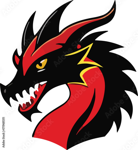 Wallpaper Mural Dragon Head Icon Vector, Fierce Dragon Outline, Mythical Dragon Logo, Dragon Head Silhouette, Fantasy Creature Emblem Torontodigital.ca