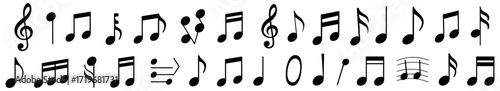 music notes icon set black vector