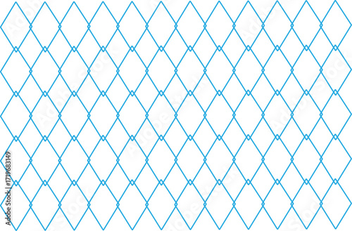 Seamless metal chain link fence. Metal lattice with rhombus, diamond shape silhouette. Steel texture design for fences, cages, and grates. Flat vector illustration on transparent background
