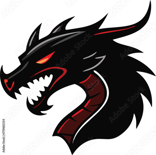 Wallpaper Mural Dragon Head Icon Vector, Fierce Dragon Outline, Mythical Dragon Logo, Dragon Head Silhouette, Fantasy Creature Emblem Torontodigital.ca