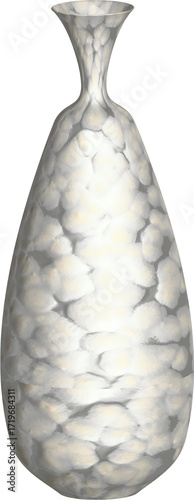 Tall White and Gray Textured Vase with Organic Pattern and Narrow Neck graphic design isolated on a transparent background