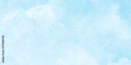 Abstract watercolor blue sky, painterly clouds and gradient, white clouds in a gentle watercolor style image, watercolor painting of a bright blue sky above a landscape of soft.