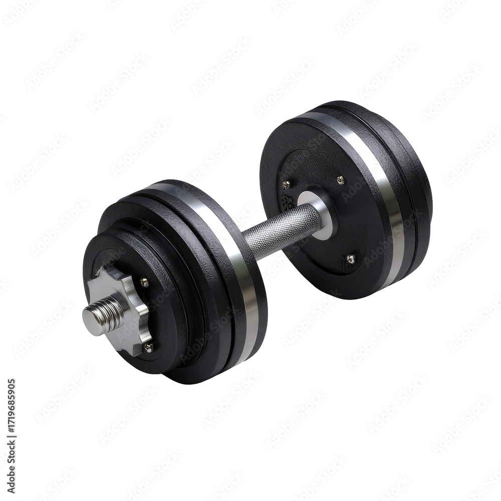 Naklejka premium Adjustable Dumbbell with Weight Plates on Transparent Background