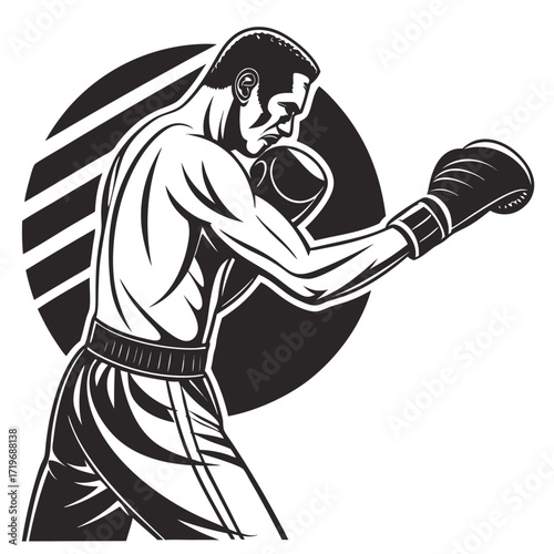 vector a boxer stand with pose vector silhouette