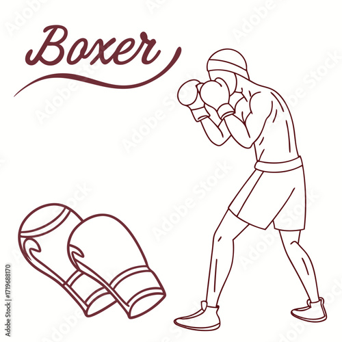 vector a boxer stand with pose vector silhouette