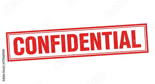 A red confidential stamp on a white background angled slightly
