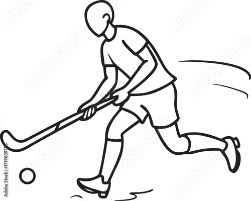 A vector illustration of a black silhouette of a hockey player in action on ice
