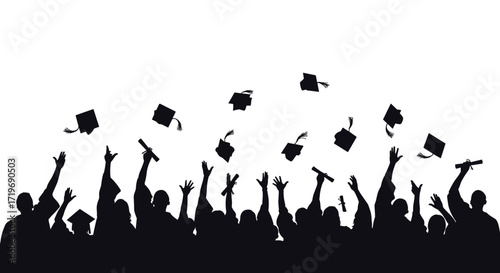 Celebrating academic achievements with a joyous graduation ceremony and tossing caps in the air.