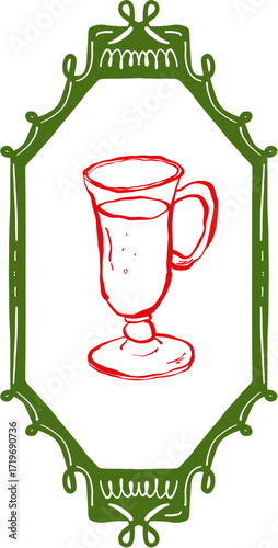 Ink drawn vector doodle stamp. Perfect for websites, apps, posters, and more. Christmas winter. Mulled wine 
