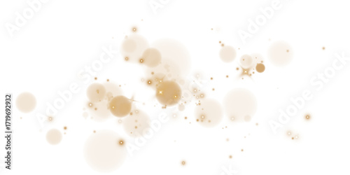 Bokeh light lights effect background. Christmas background of shining dust. Christmas glowing gold bokeh confetti and spark overlay texture for your design.
