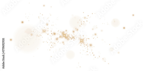 Bokeh light lights effect background. Christmas background of shining dust. Christmas glowing gold bokeh confetti and spark overlay texture for your design.
