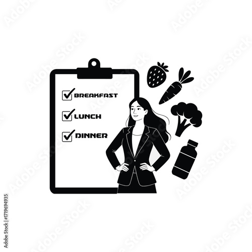 meal plan checklist and healthy food items chat 