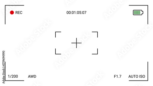 Realistic Video Camera Frame Viewfinder Overlay or photo frame recorder flat style design vector stock illustration