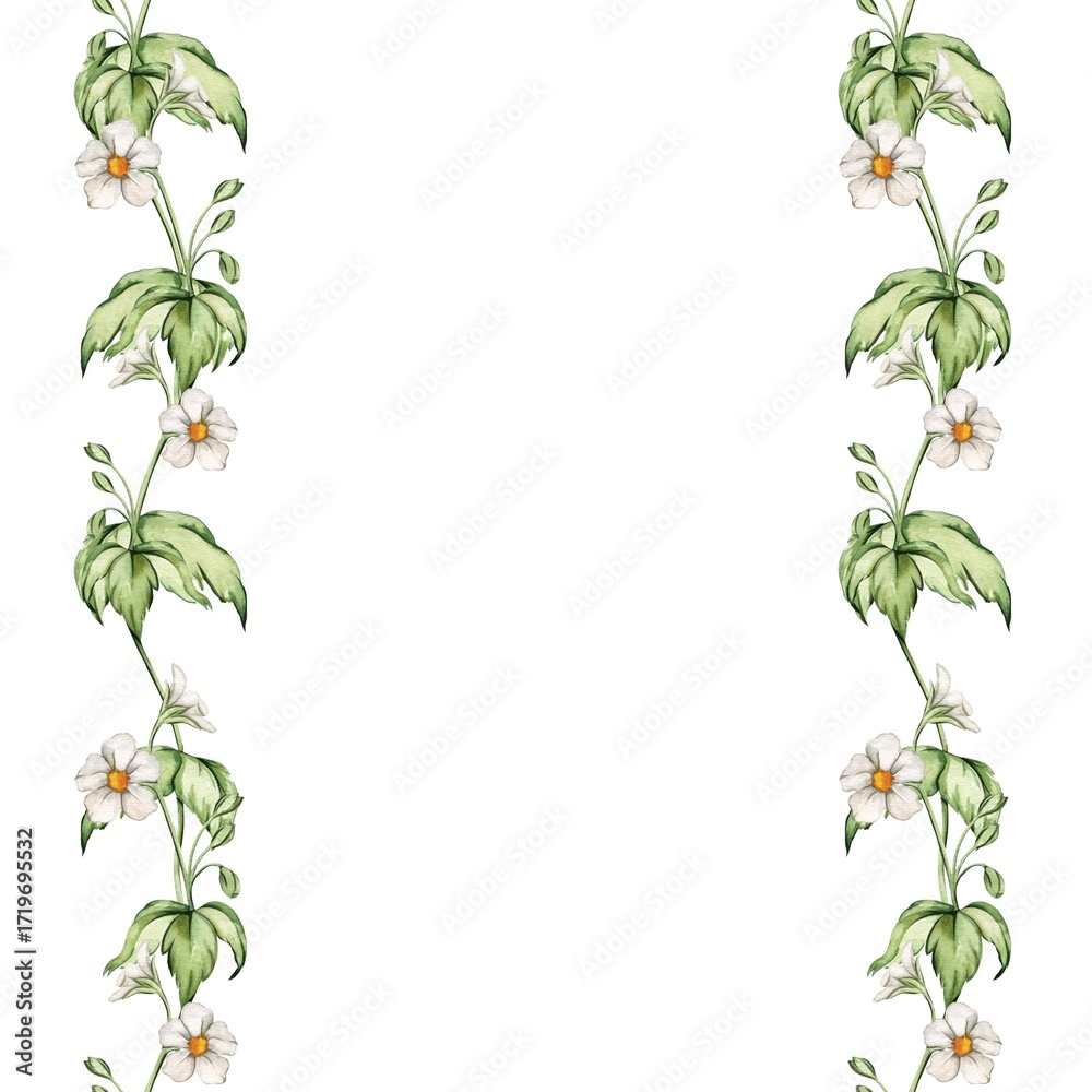 Fototapeta premium Watercolor bright illustration of autumn blooming frame