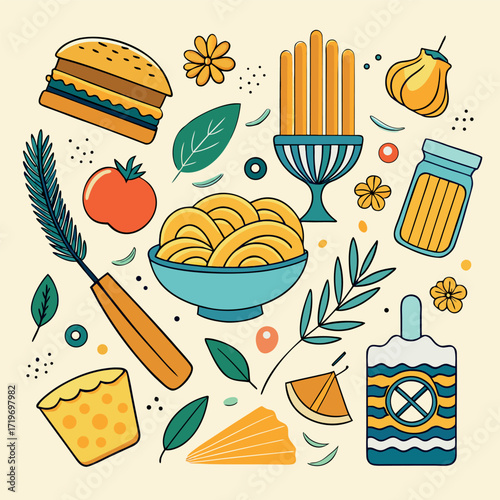 Food blog flat vector illustration