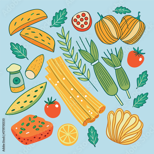Food blog flat vector illustration