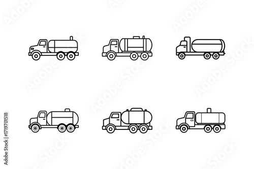 vintage tanker truck line art vector illustration