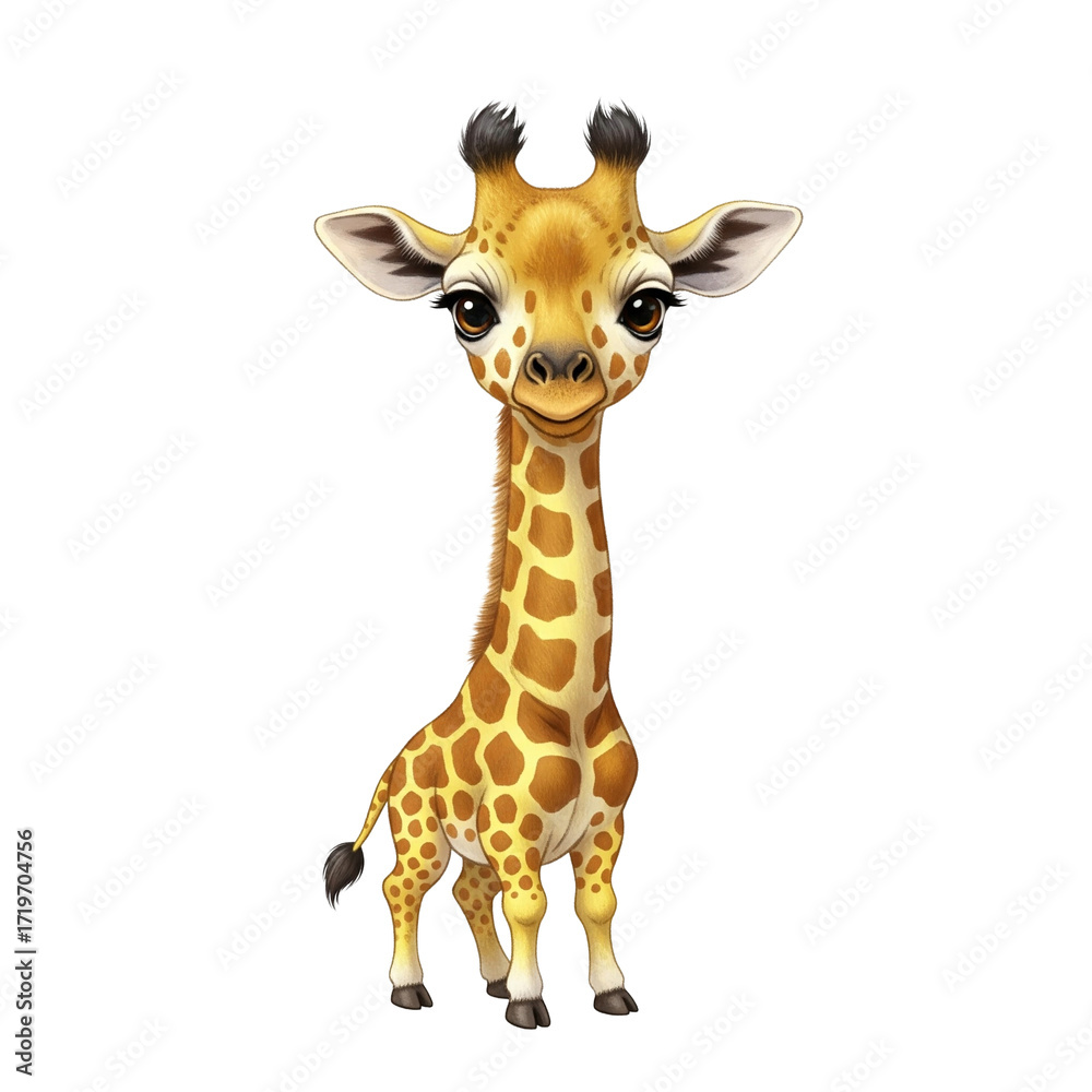 Fototapeta premium Niedliche Giraffe, transparenter Hintergrund, PNG