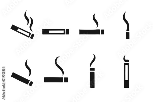 Black and white icons of smoking cigarettes and pipes