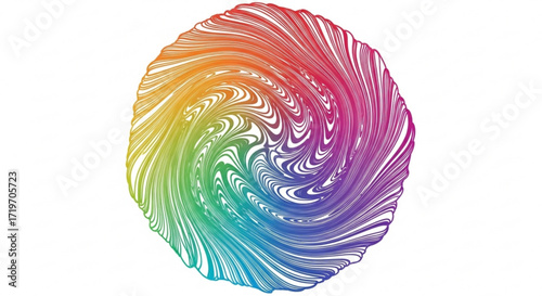 A vibrant and mesmerizing abstract design featuring swirling lines of rainbow colors, creating a dynamic and eyecatching visual pattern
