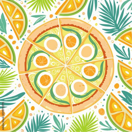 Tropical Pizza with Avocado and Citrus Slices