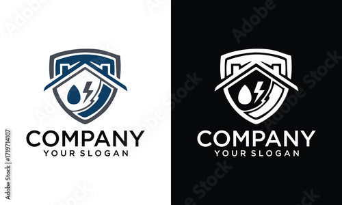 Creative Water, Fire and Mold shield Logo Design
