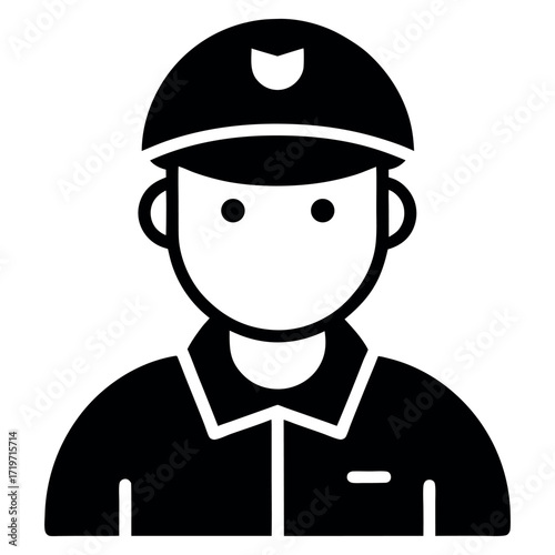 Black and White Icon Depicting a Security Guard or Police Officer