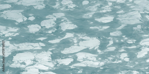 Abstract background with organic shapes in teal and white, resembling frothy water or ice formations, creating a cool, fluid, and naturalistic texture for design