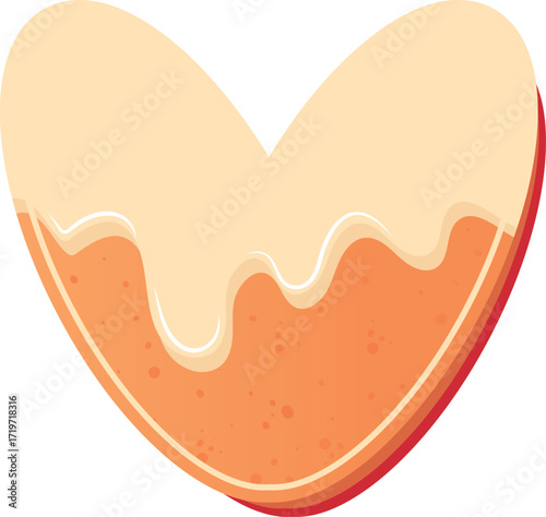 Christmas gingerbread cookies with heart shaped icing, vector illustration