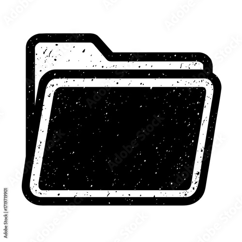 Distressed Grunge Style File Folder Icon Vector Illustration: A Grungy Document Holder Graphic for Digital Storage, Data Management, Archiving, and Office-Themed Designs with a Retro, Textured, Worn A