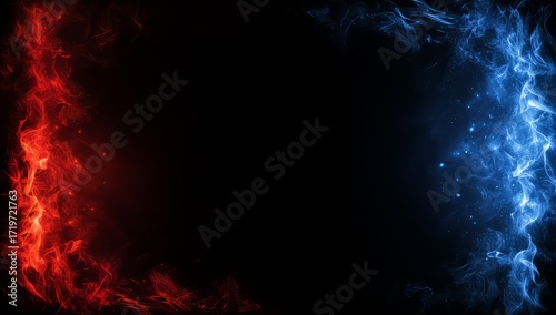 Abstract Fire and Ice Energy Flames with Bright Colors and Dynamic Composition