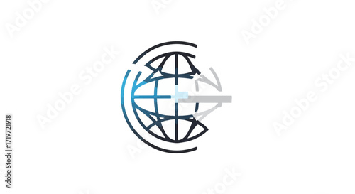 Global Communication Icon Modern Digital Connectivity and Worldwide Network Illustration